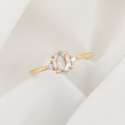 Emilie Ring 0.50ct Oval Rose Cut Diamond, 14K Yellow Gold