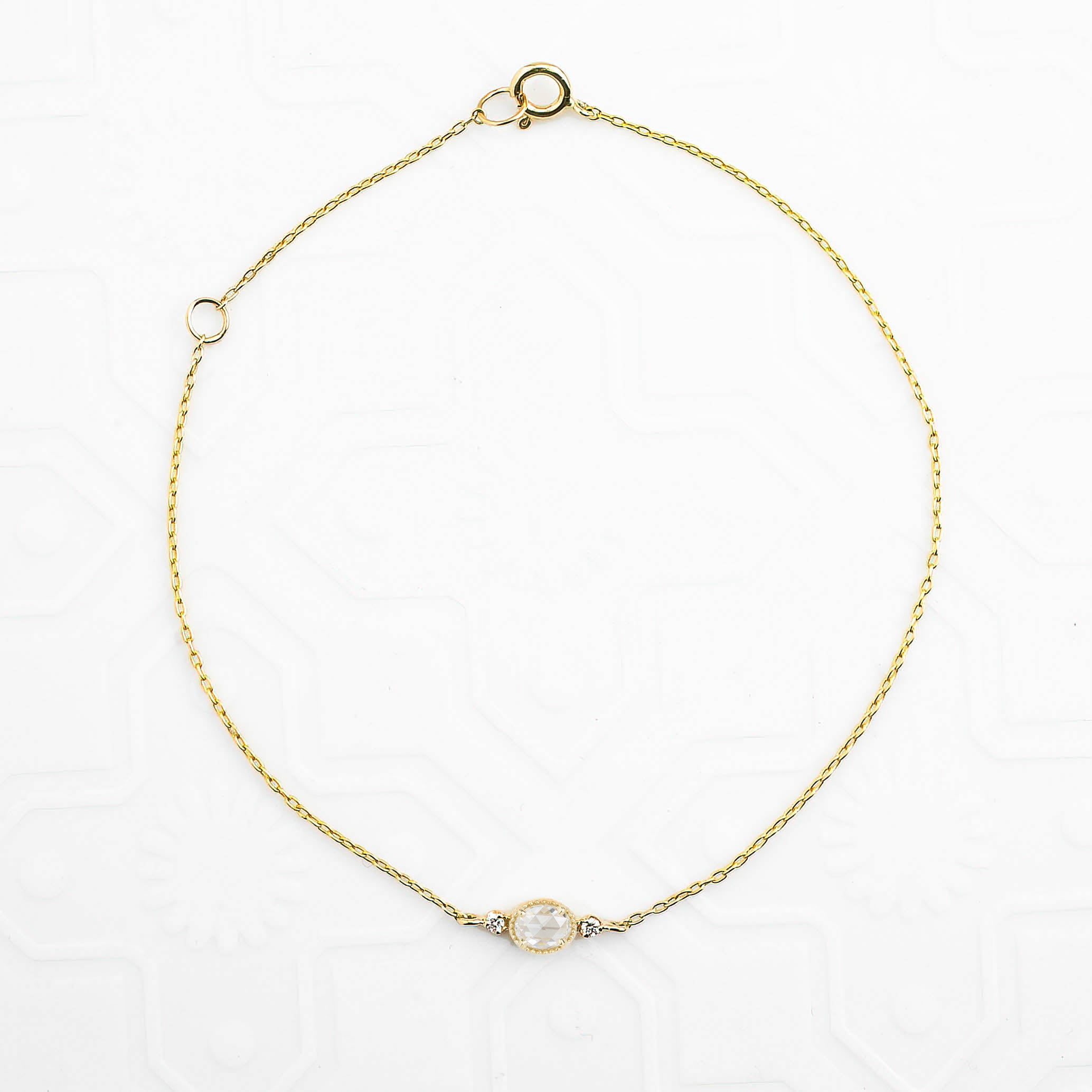 Three-Stone Bracelet, oval rose-cut diamond