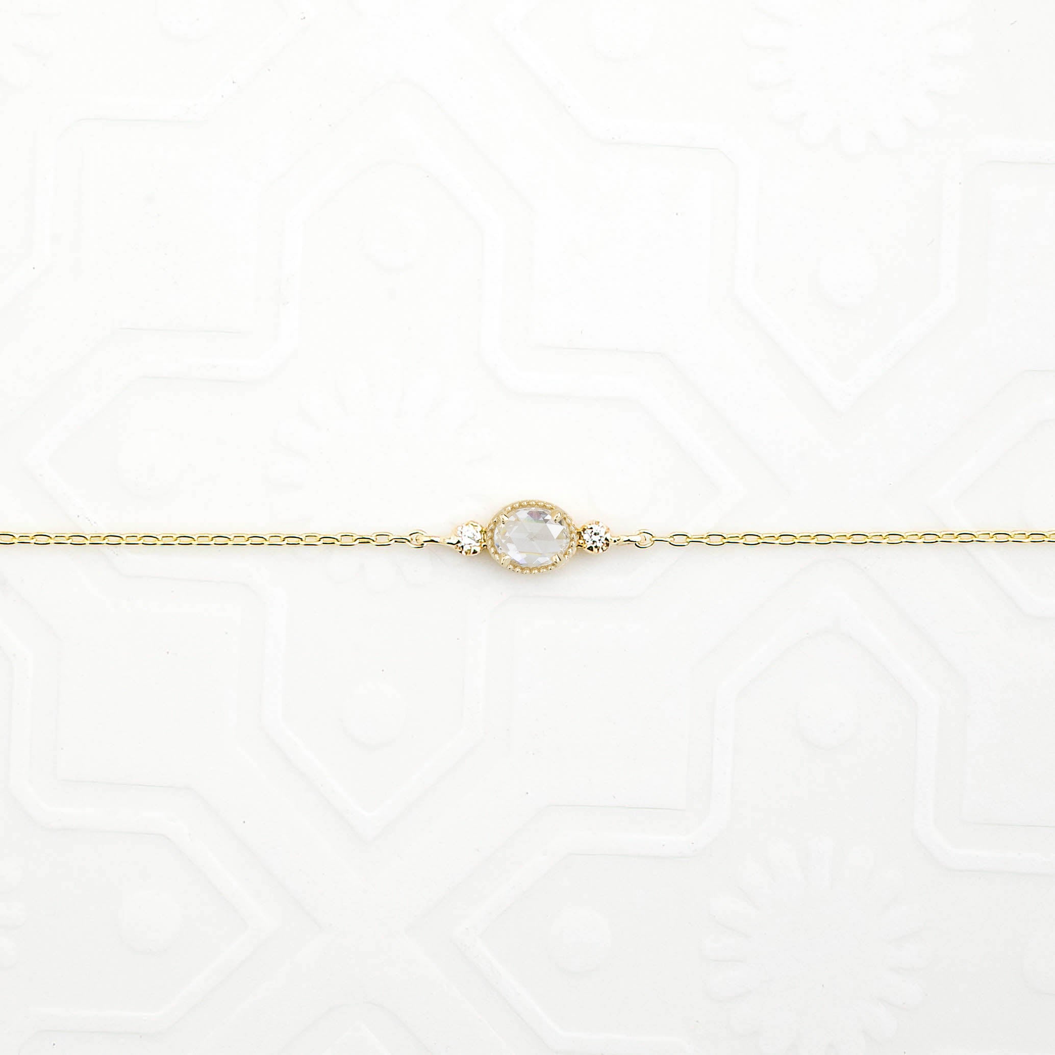 Three-Stone Bracelet, oval rose-cut diamond