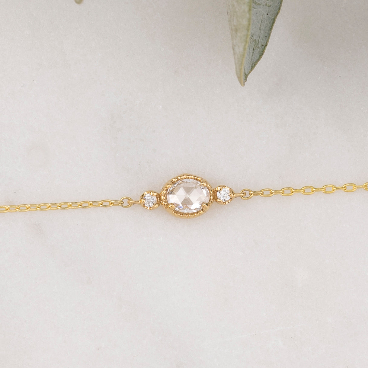 Three-Stone Bracelet, oval rose-cut diamond