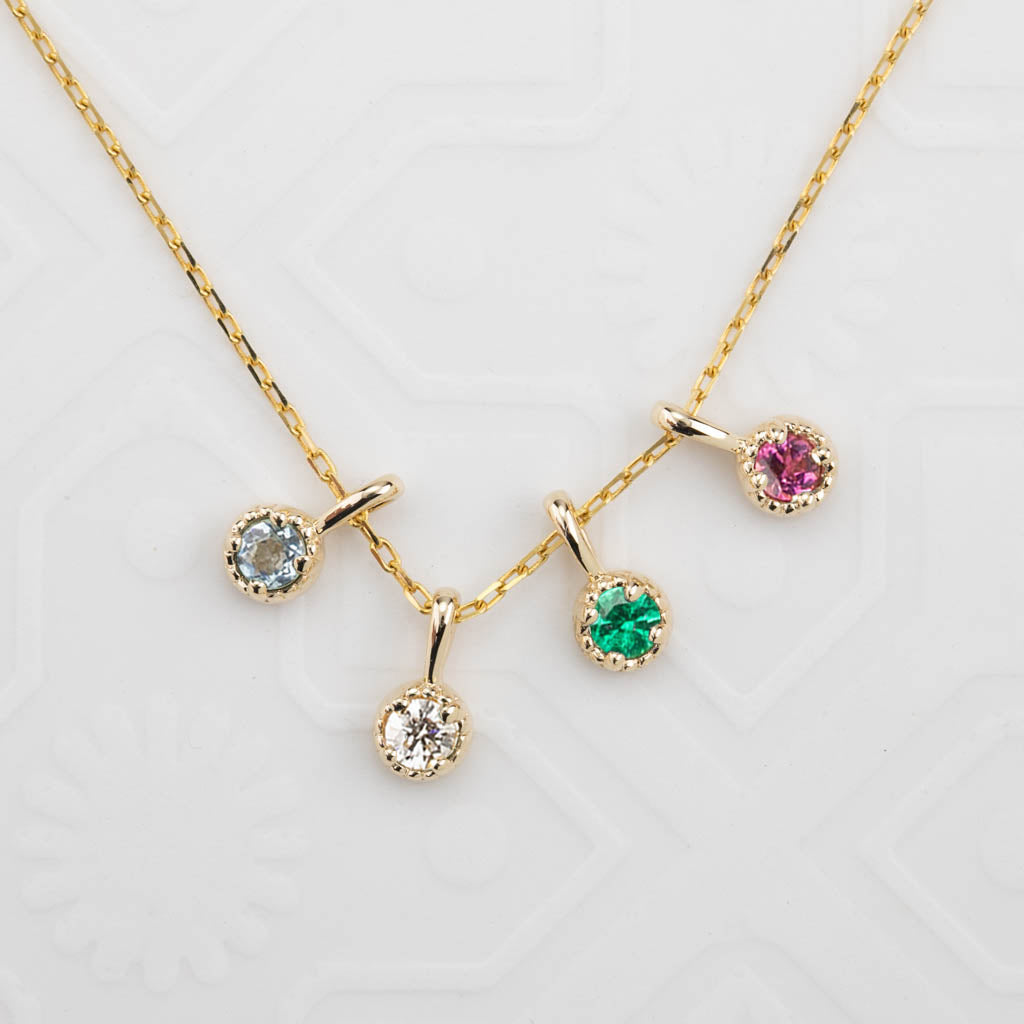 Dahlia Necklace, 3.0mm Birthstone (Charm option)