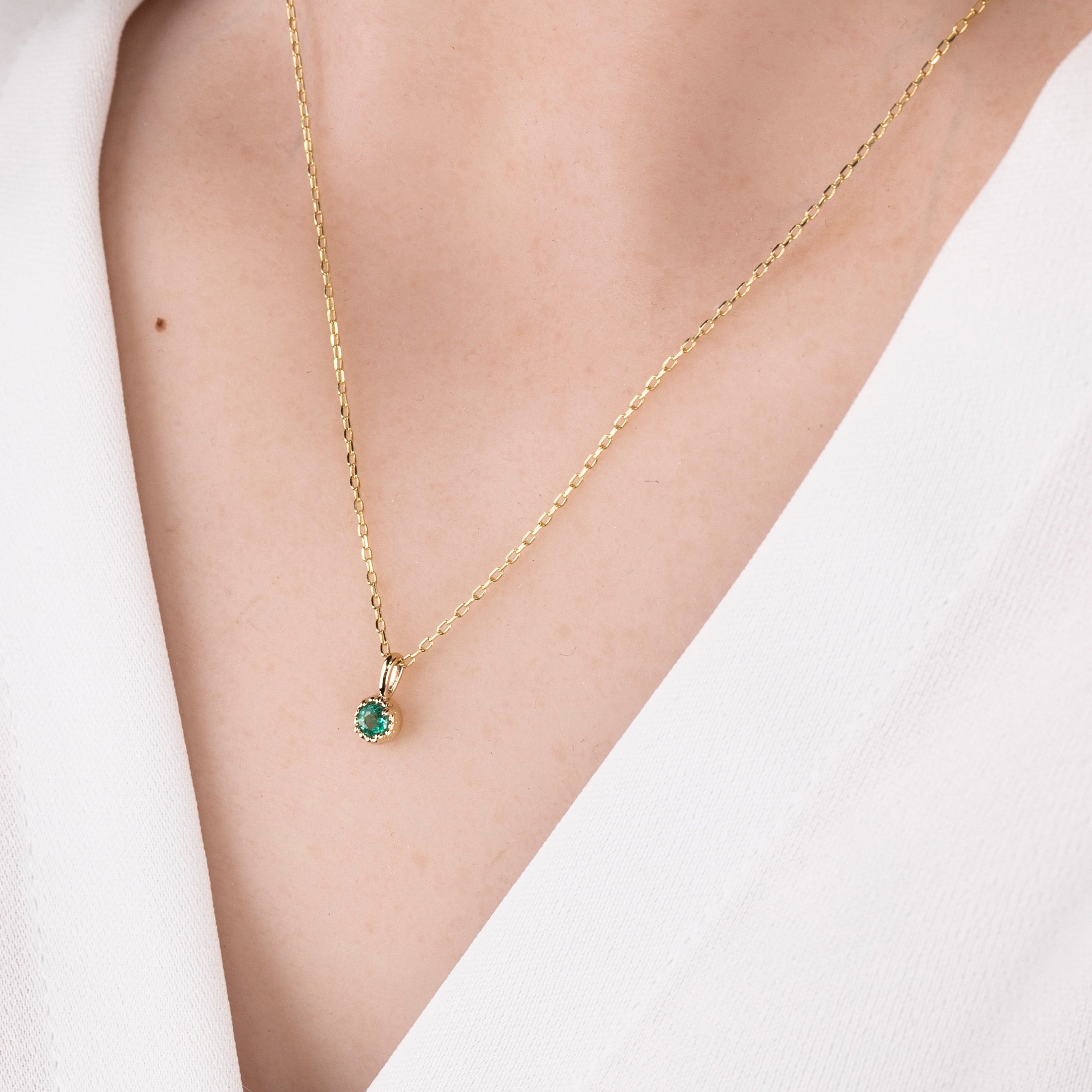 Dahlia Necklace, 3.0mm Birthstone (Charm option)