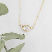 Dahlia Three Stone Necklace, 0.44ct Rose Cut Diamond