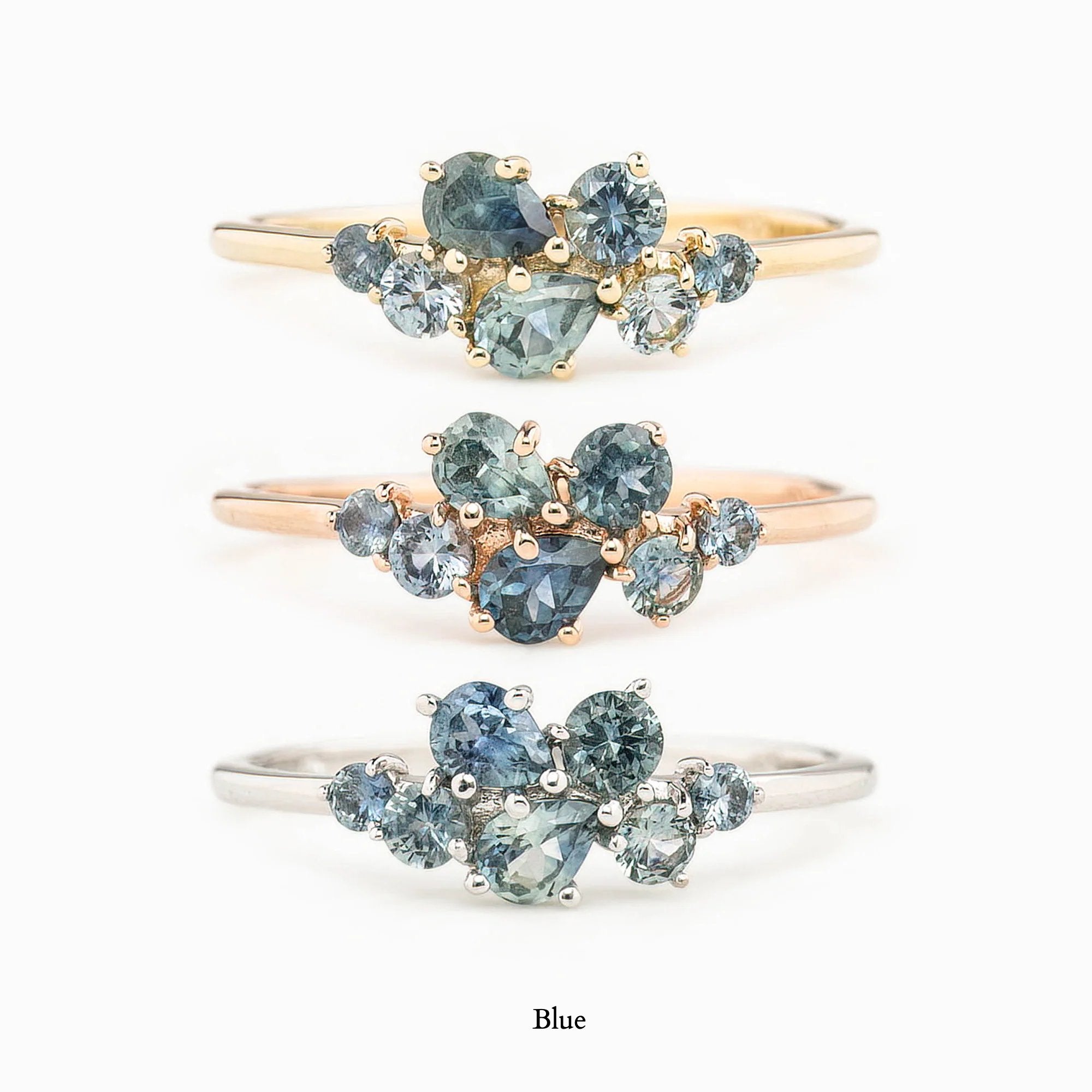 Seven Stones Sapphire Stardust Cluster Ring
