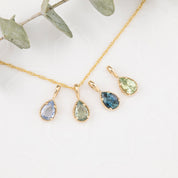 Dahlia Necklace, Pear-Cut Sapphire (Charm Option)