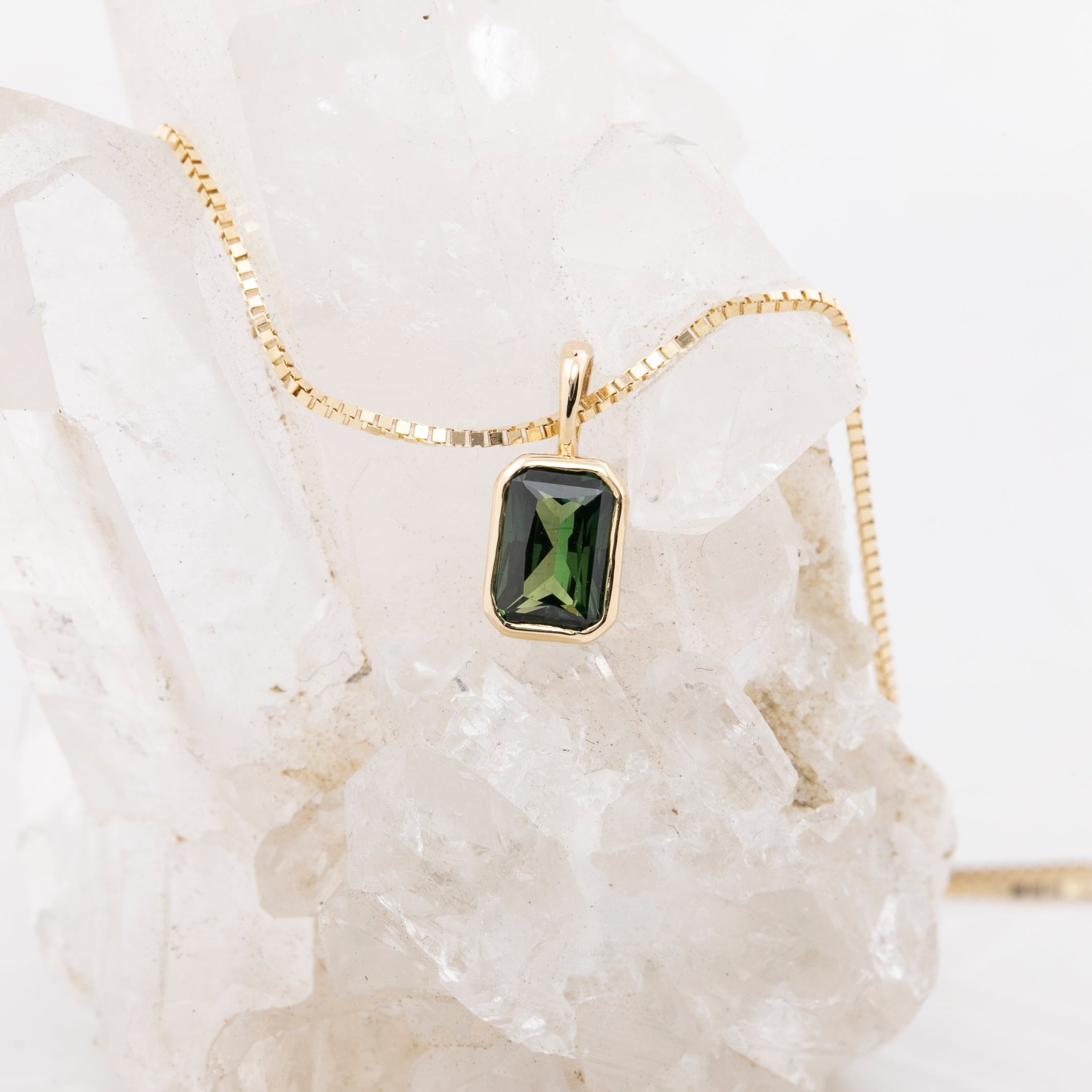 Patia Necklace, Emerald-Cut Queensland Sapphire (Charm Option)