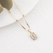 Patia Necklace, GIA certified Emerald-Cut Diamond (Charm Option)