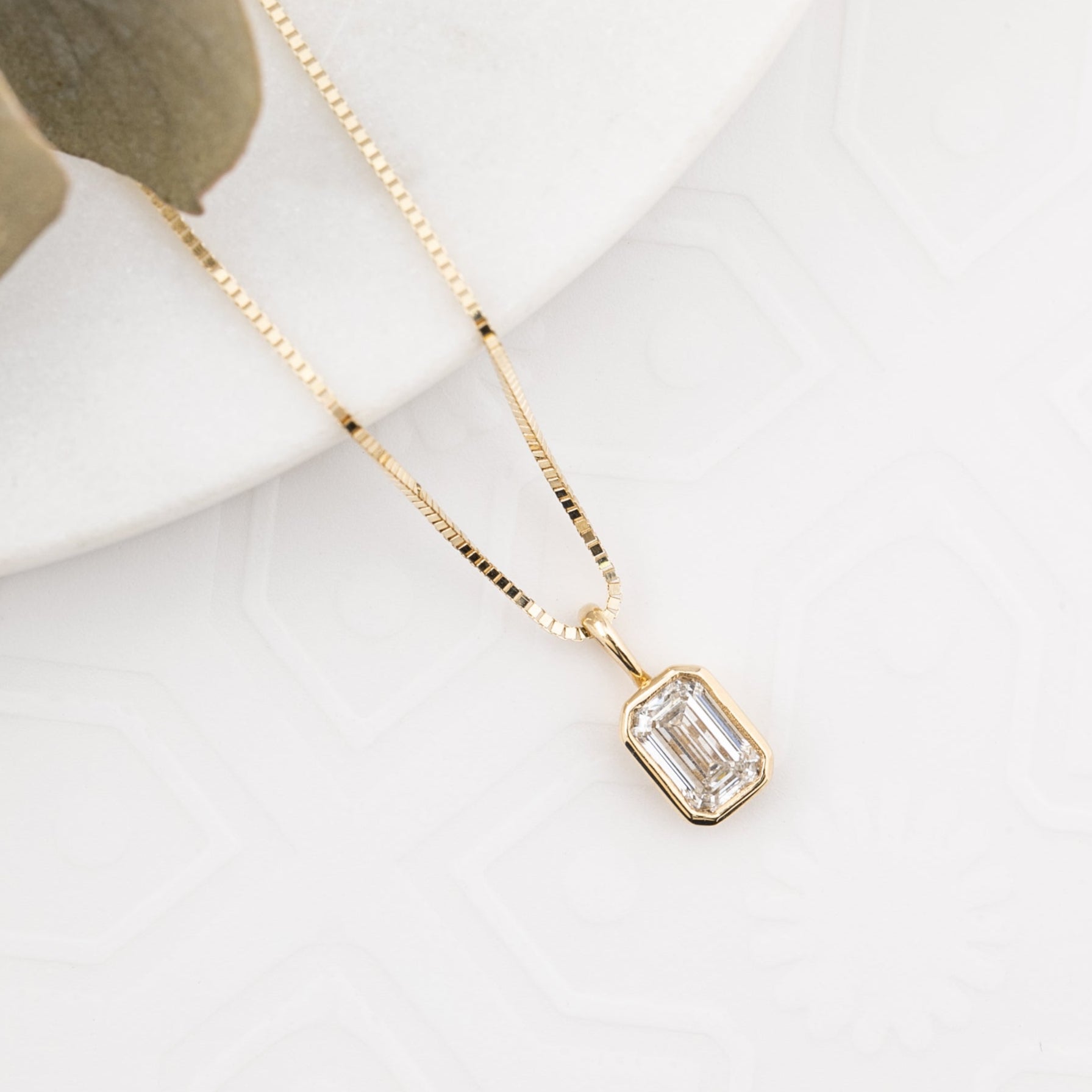 Patia Necklace, GIA certified Emerald-Cut Diamond (Charm Option)