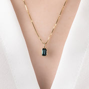 Patia Necklace, Emerald-Cut Montana Sapphire (Charm Option)
