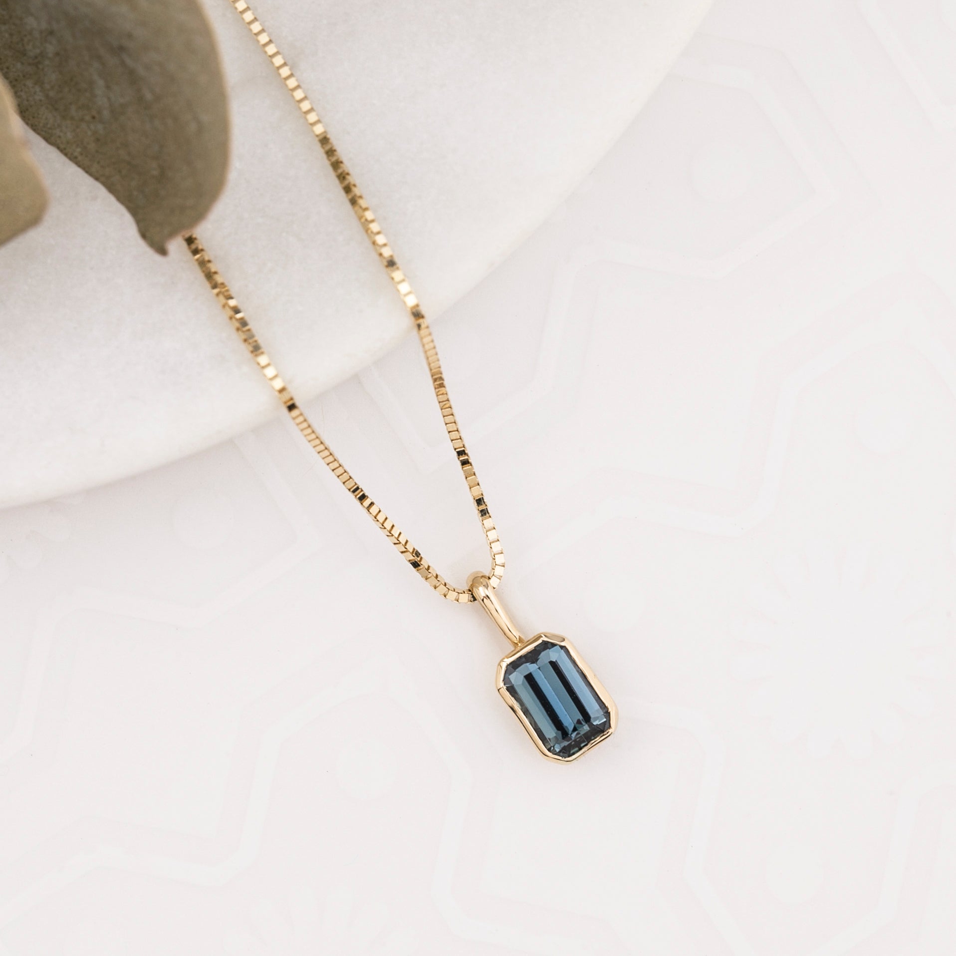Patia Necklace, Emerald-Cut Montana Sapphire (Charm Option)