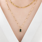 Patia Necklace, Emerald-Cut Queensland Sapphire (Charm Option)