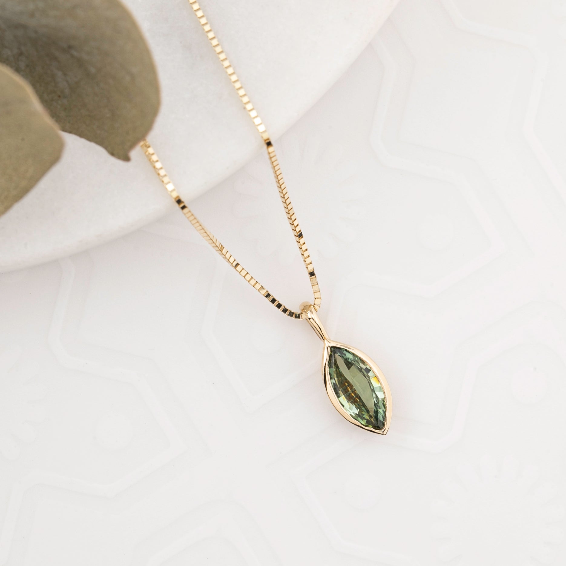 Patia Necklace, Green and Blue Sapphire (Charm Option)