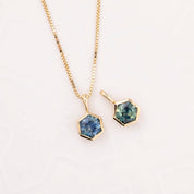 Patia Necklace, Hexagon Montana Sapphire of your choice (Charm Option)