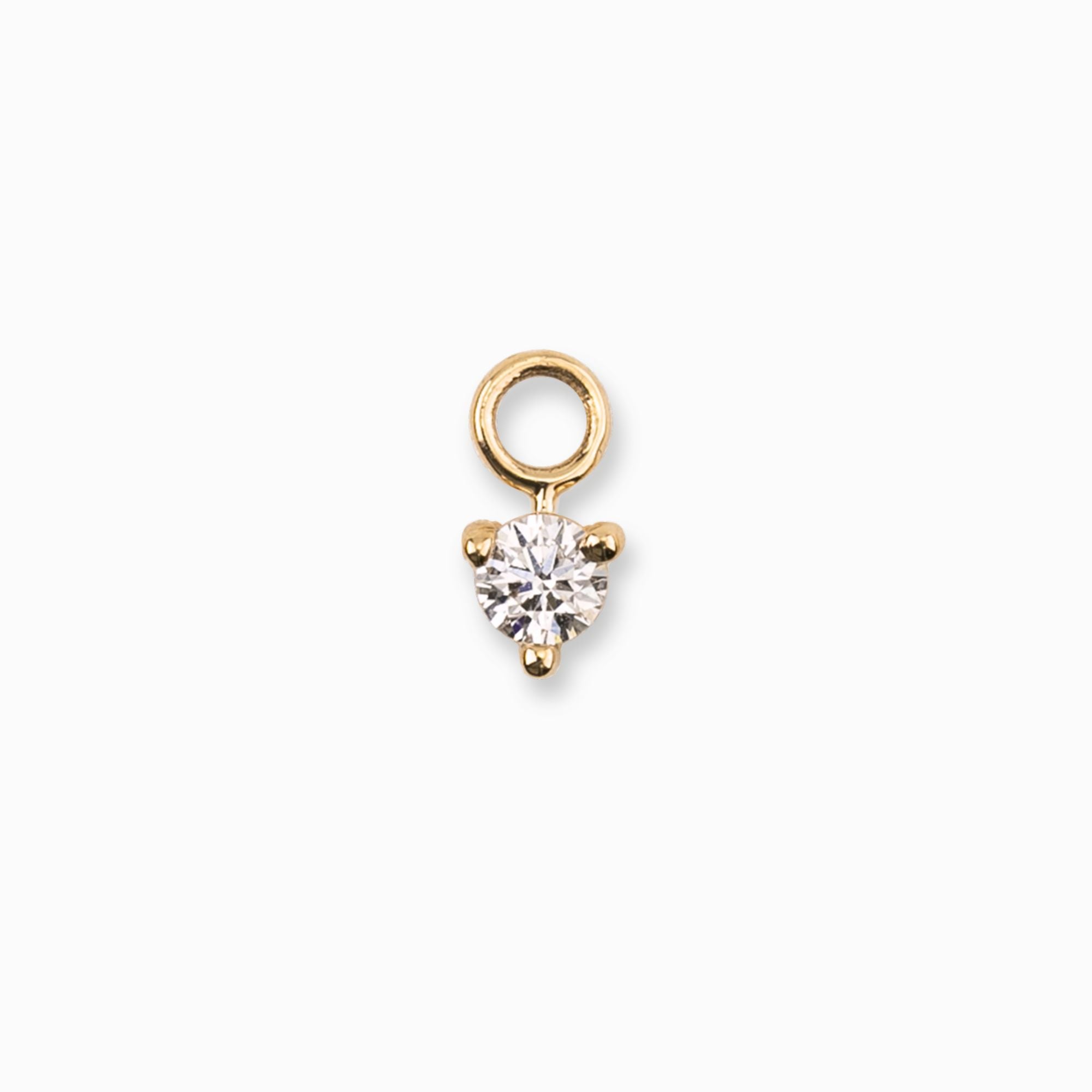 Hoop Charm, Three Prongs Diamond