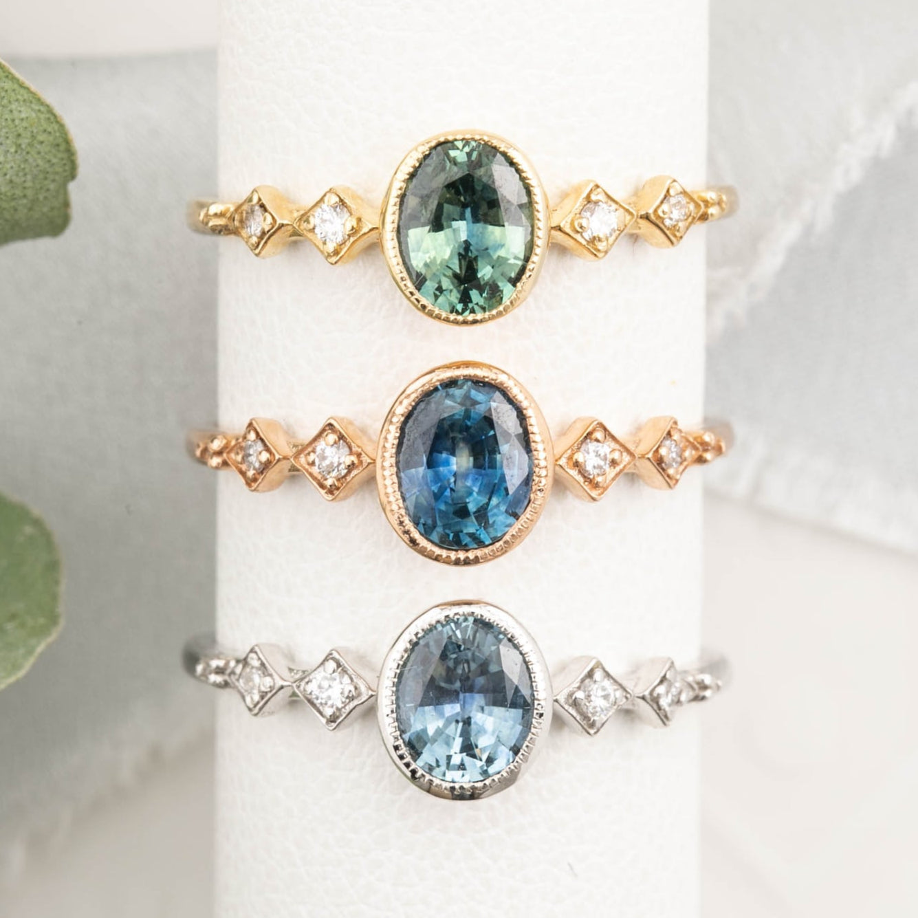 Celeste様分 Celeste Ring - 0.71ct Light Blue Green Pear Montana Sapphire, 14k
