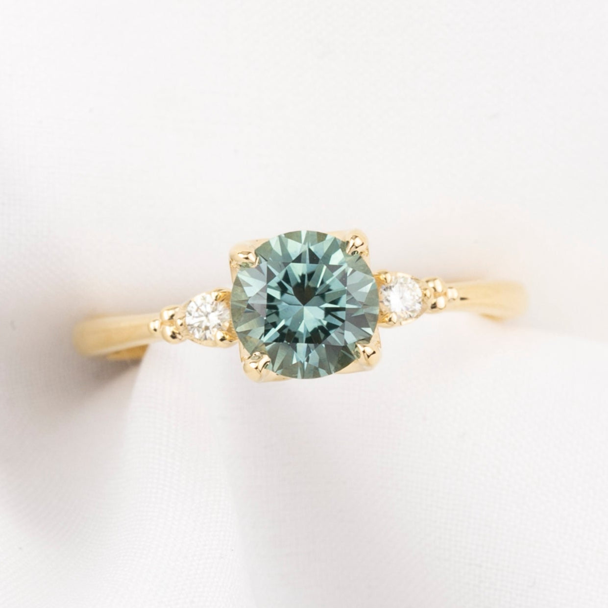 Estel Ring, 1.31ct Light Blue Green Montana Sapphire – Envero