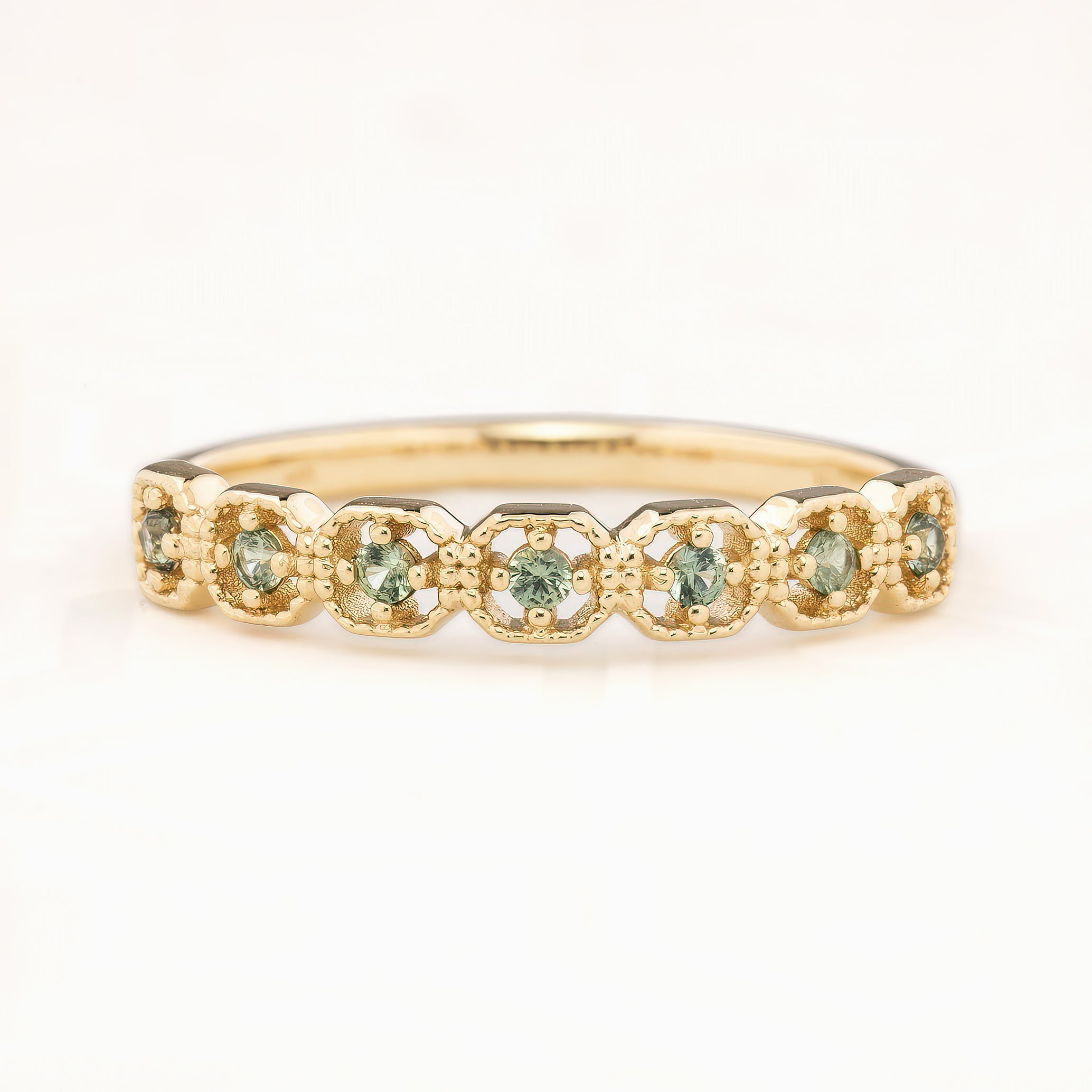 Milgrain Square Sapphire Ring