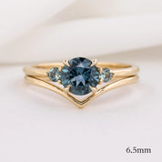 Ivy Ring with 6.5mm blue stone, ethically sourced solid gold band, handcrafted by Envero Jewelry on Etsy
