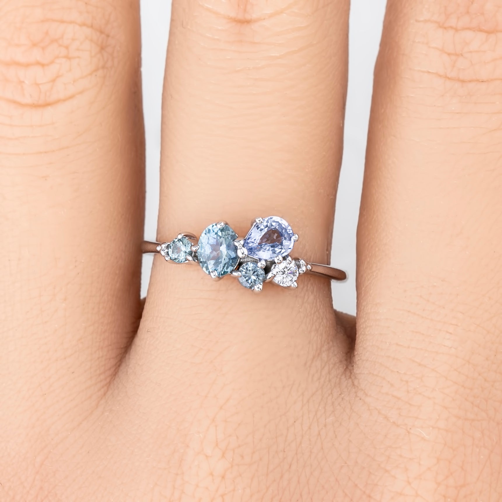 Stardust Cluster Ring, Five Stones (Pick your own gems)