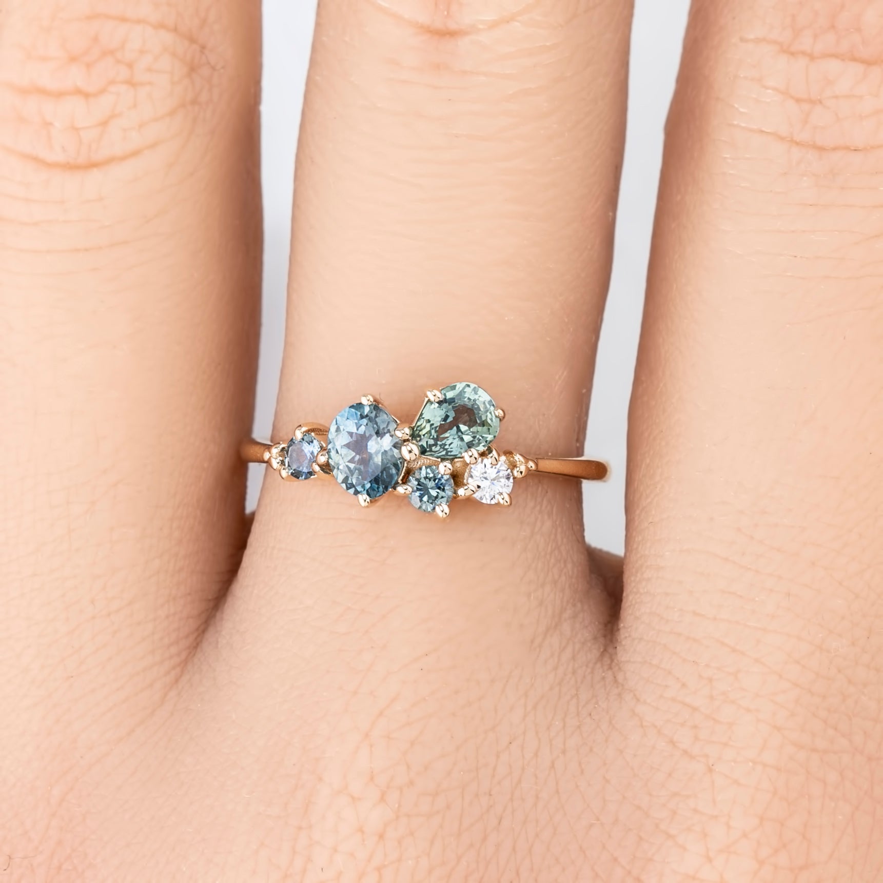 Stardust Cluster Ring, Five Stones (Pick your own gems)