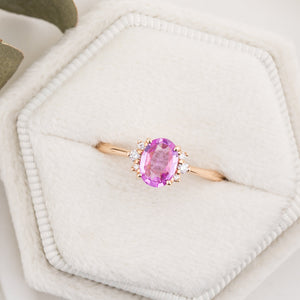 Lena Ring, 0.70ct Pink Sapphire, oval shape gemstone