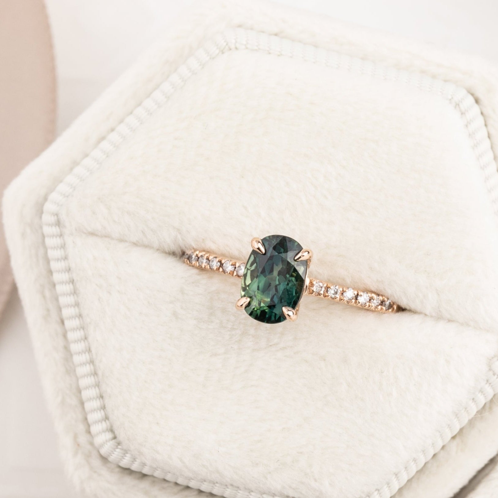 Audrey Ring, 1.1ct Queensland Sapphire, oval shape gemstone