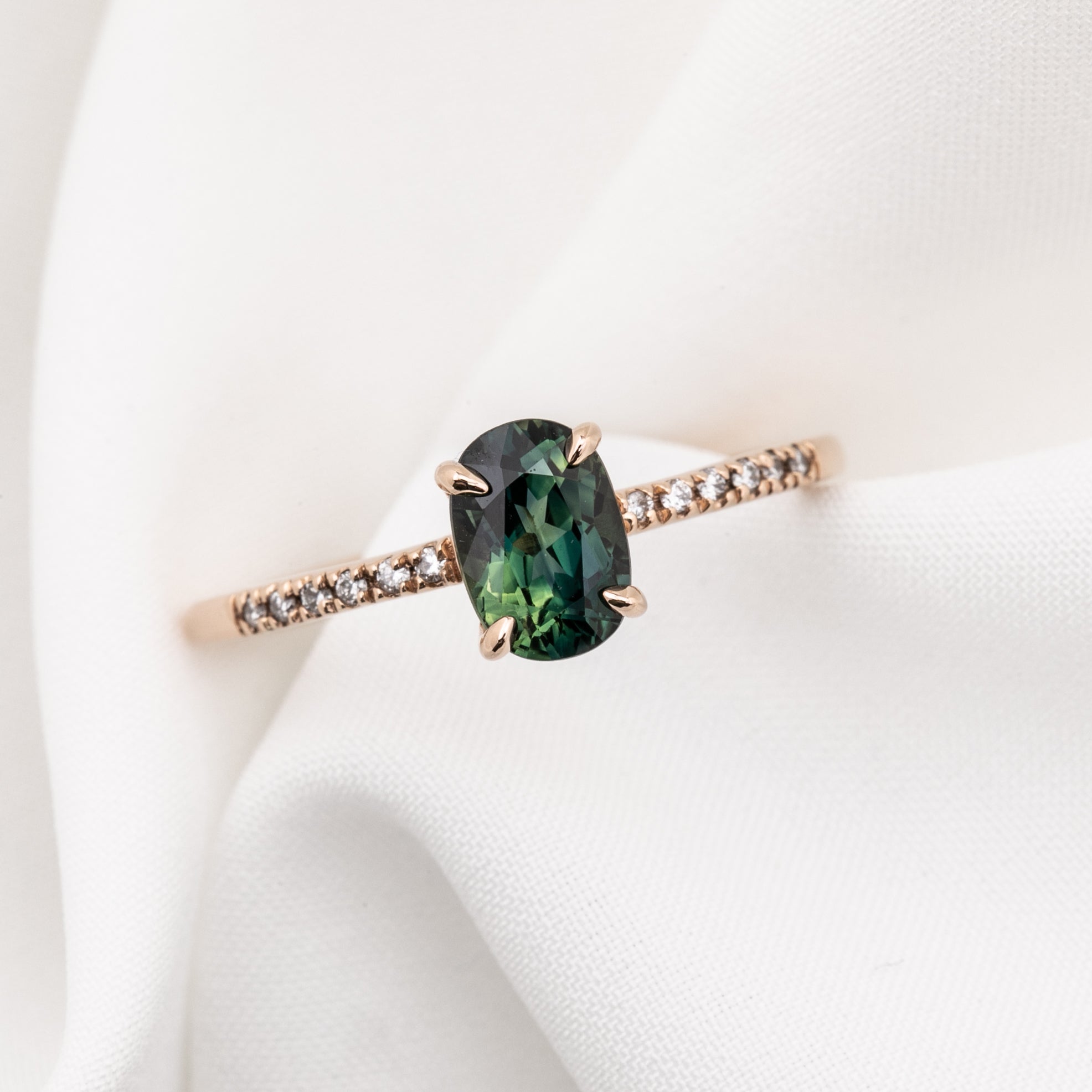 Audrey Ring, 1.1ct Queensland Sapphire, oval shape gemstone