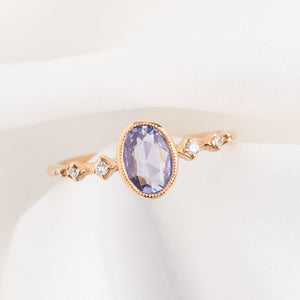 Celeste Ring, 0.74ct Purple Madagascar Sapphire, oval shape gemstone