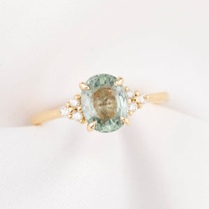 Teresa Ring, 1.90ct Light Green Madagascar Sapphire