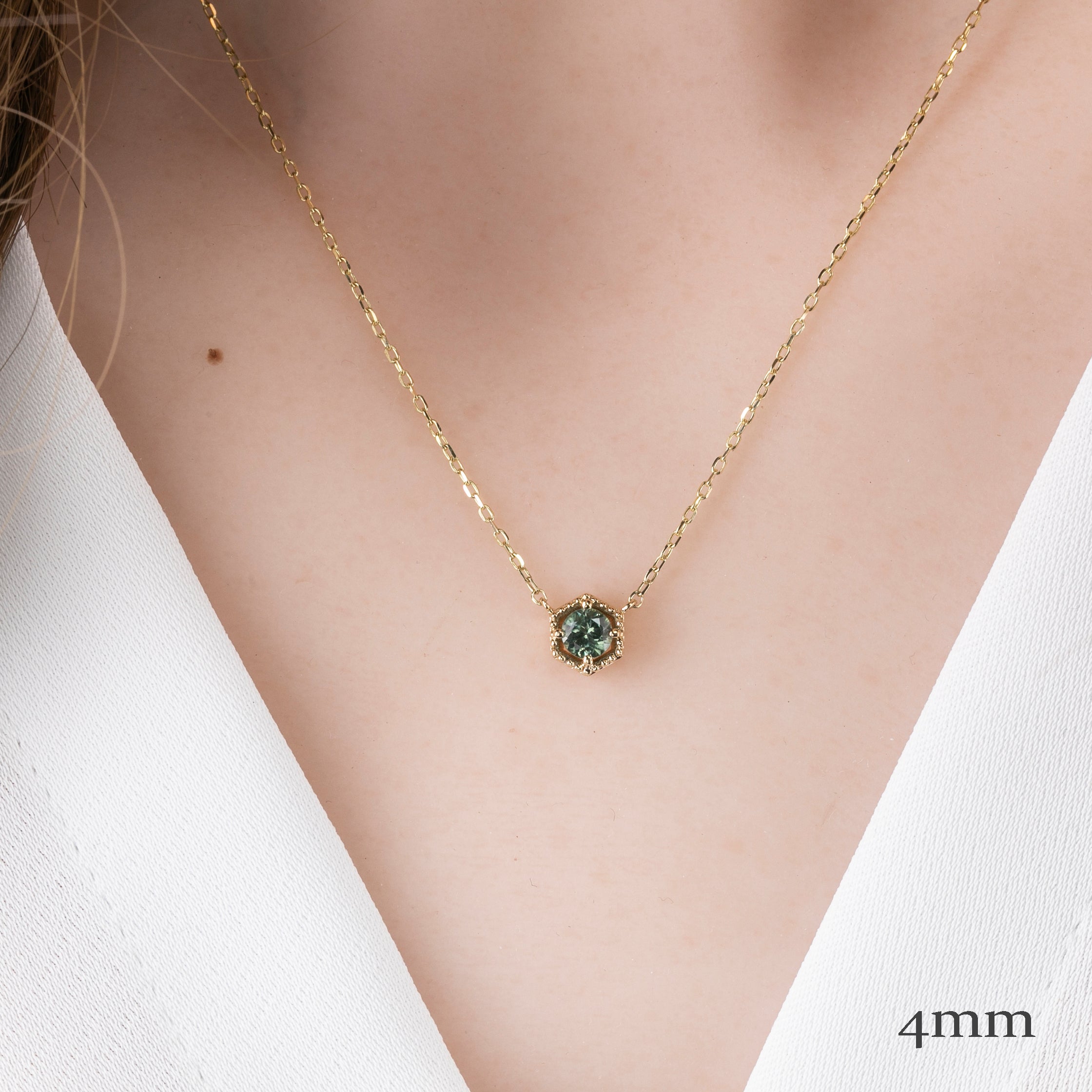 ミルグレイン ヘキサゴン ネックレス(ラウンド3~4mm)