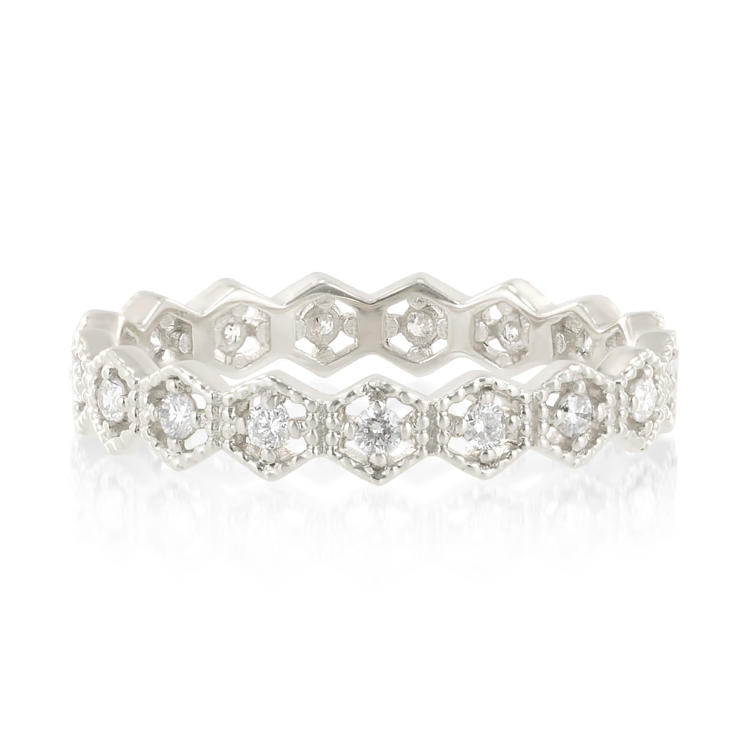 Milgrain Hexagon Eternity Ring