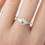 Estel Fleur Petal Ring, GIA Certified 1.30ct Old European Cut Diamond Ring, 14k Yellow Gold (One of a kind)