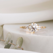 Estel Fleur Petal Ring, GIA Certified 1.30ct Old European Cut Diamond Ring, 14k Yellow Gold (One of a kind)