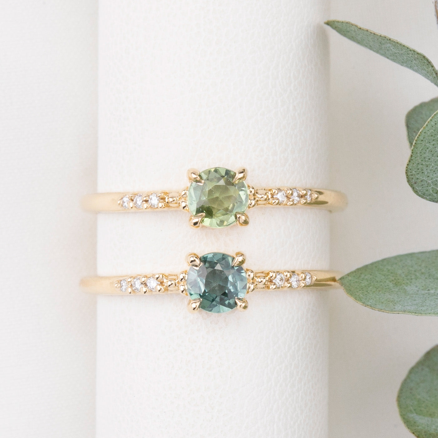 Eloise Ring, 0.35ct Unheated Blue & Green Sapphire Pave Diamonds 