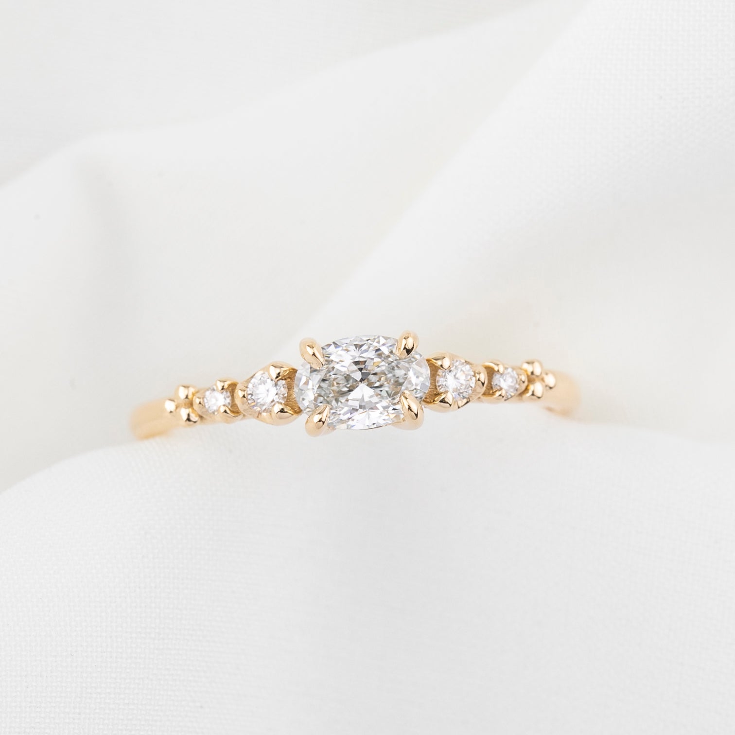 Estel Fleur Low Profile Ring, 0.40ct Oval Brilliant Cut Diamond