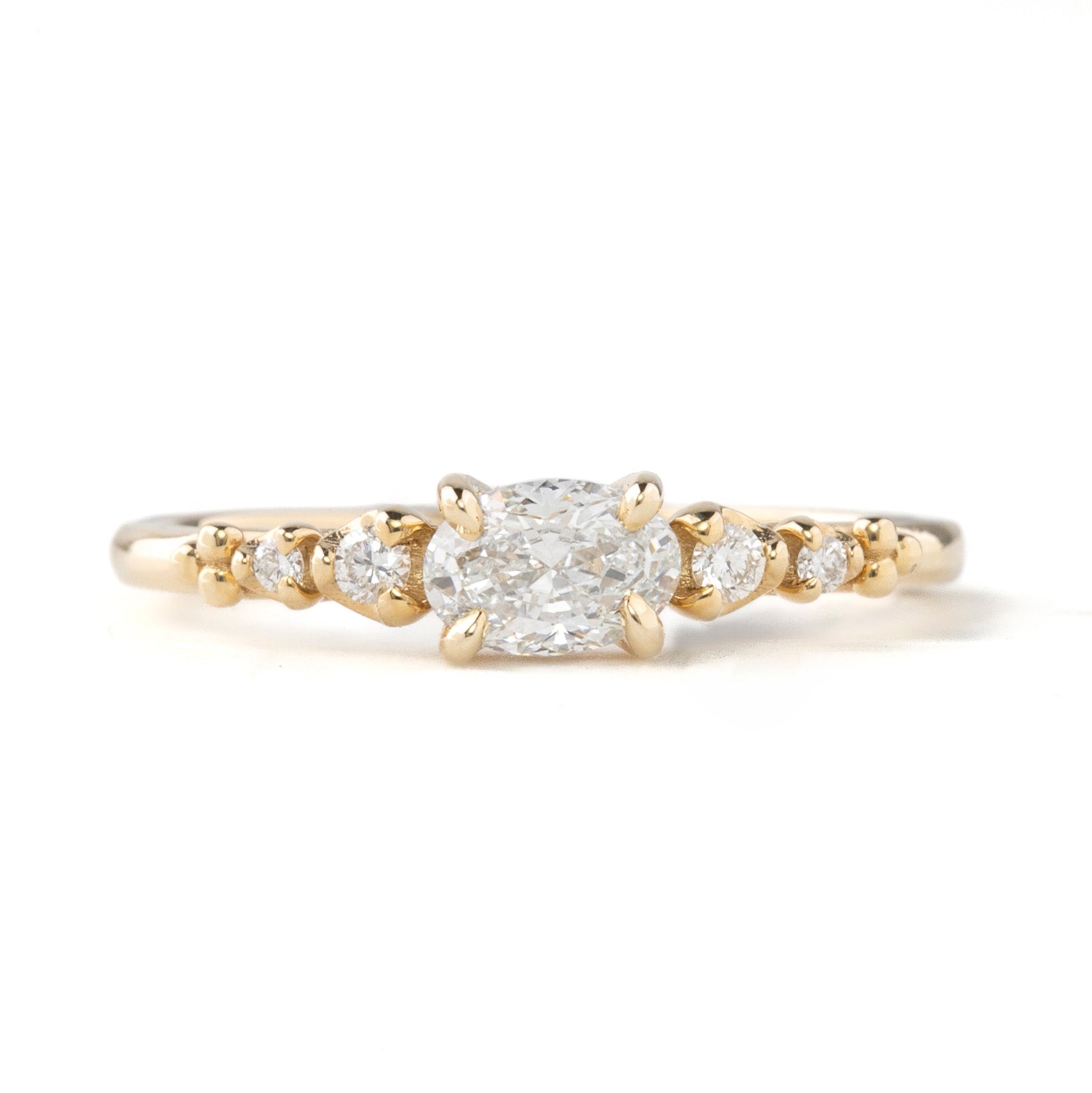 Estel Fleur Low Profile Ring, 0.40ct Oval Brilliant Cut Diamond