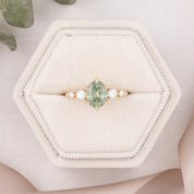 Estel Fleur Grand Ring, Aqua Green Montana Sapphire, oval shape gemstone