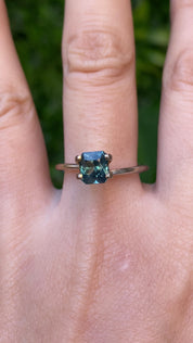 1.60ct Radiant Cut Blue Green Madagascar Sapphire SF479