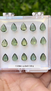 0.70-0.80ct Calibrated Pear Green Sapphire (8x6mm)