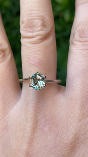 1.42ct Hexagon Cut Light Blue Green Montana Sapphire SF512