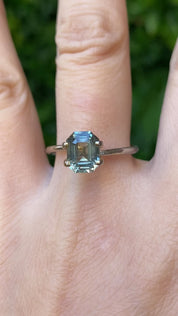 2.03ct Emerald Cut Light Blue Green Montana Sapphire SF509