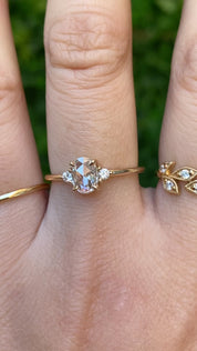 Emilie Ring 0.50ct Oval Rose Cut Diamond, 14K Yellow Gold