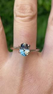 1.57ct Oval Cut Light Blue Green Montana Sapphire SO613