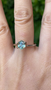 1.51ct Hexagon Cut Light Blue Green Montana Sapphire SF513