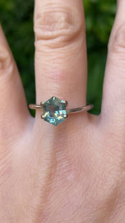1.50ct Hexagon Cut Light Blue Green Montana Sapphire SF514