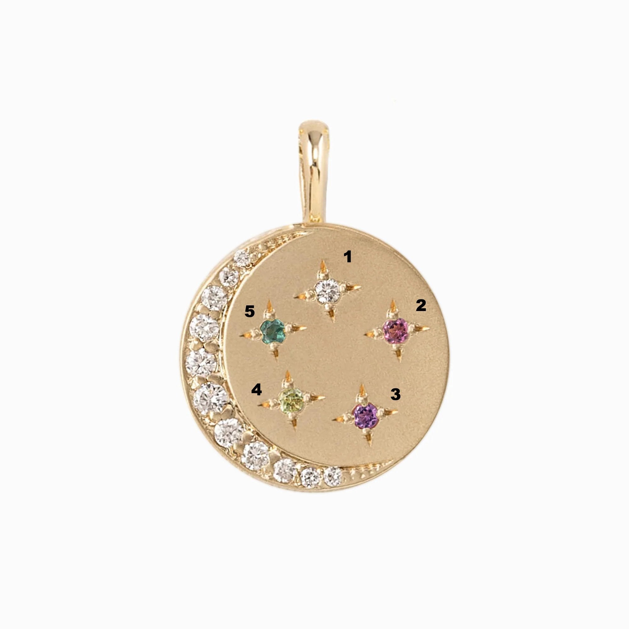 Crescent Birthstone Necklace (Charm Option)