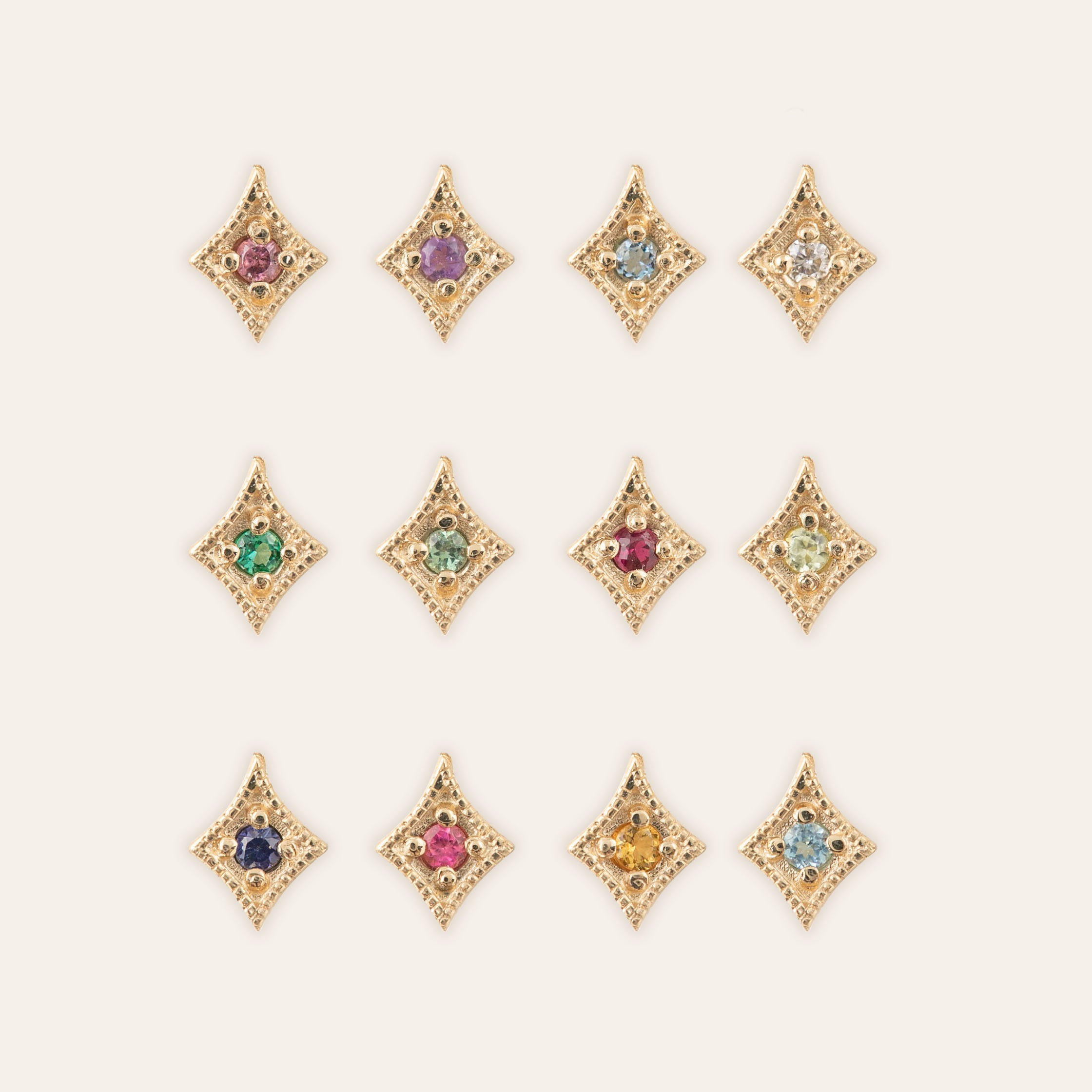 Birthstone Star Stud Earrings