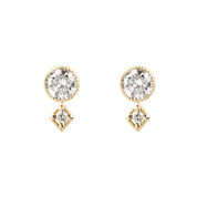 Birthstone Moon & Star Stud Earrings