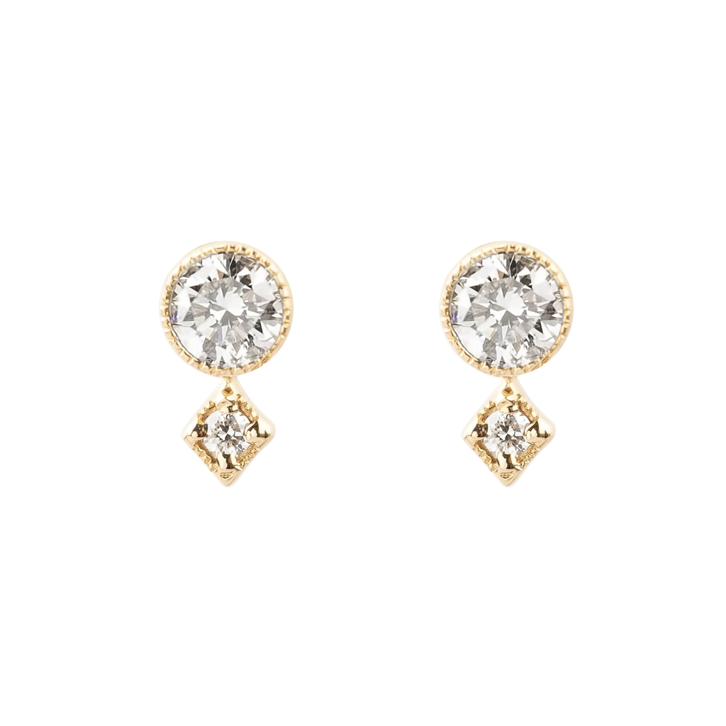 Birthstone Moon & Star Stud Earrings