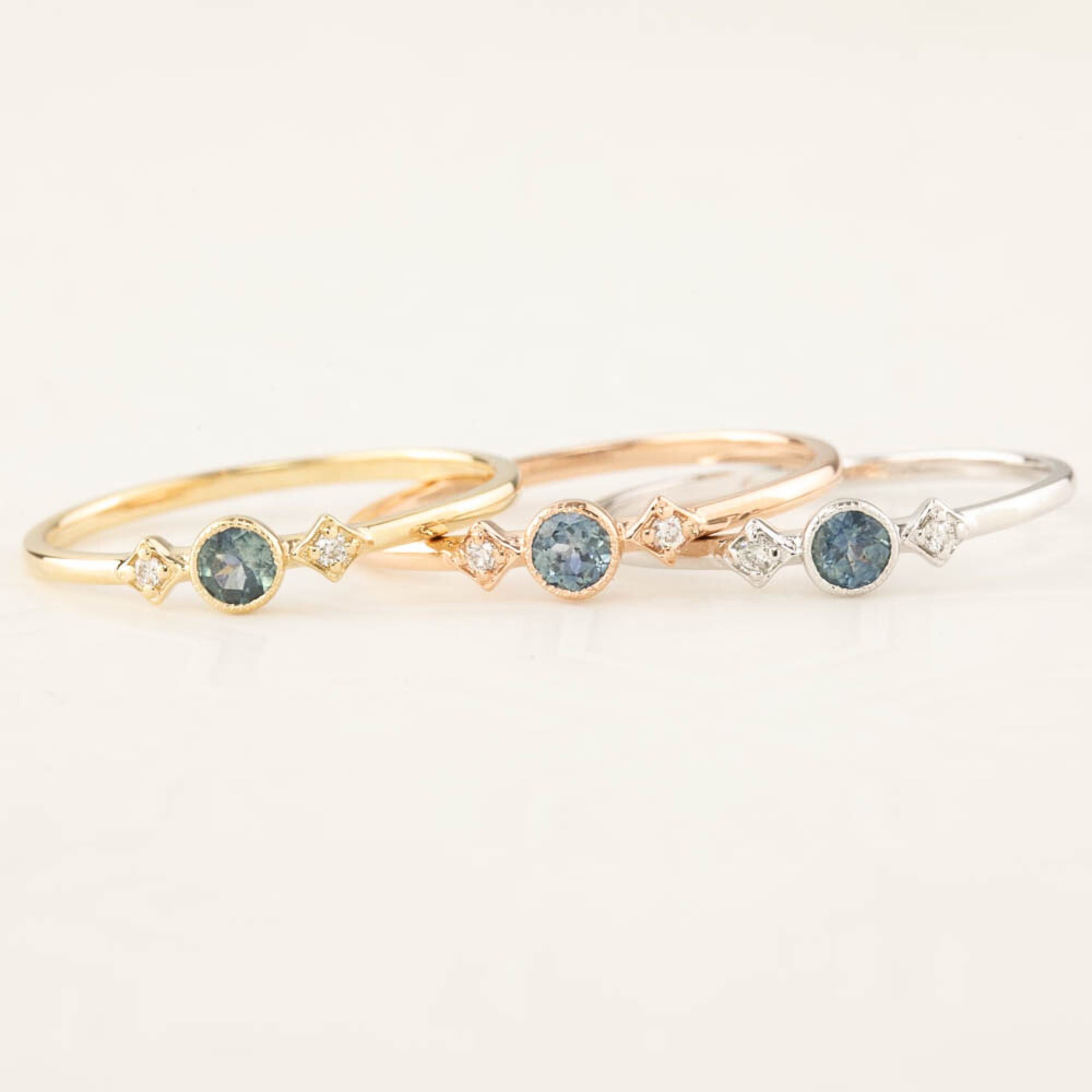 Moon & Star Ring, 0.15ct Montana Sapphire of your choice